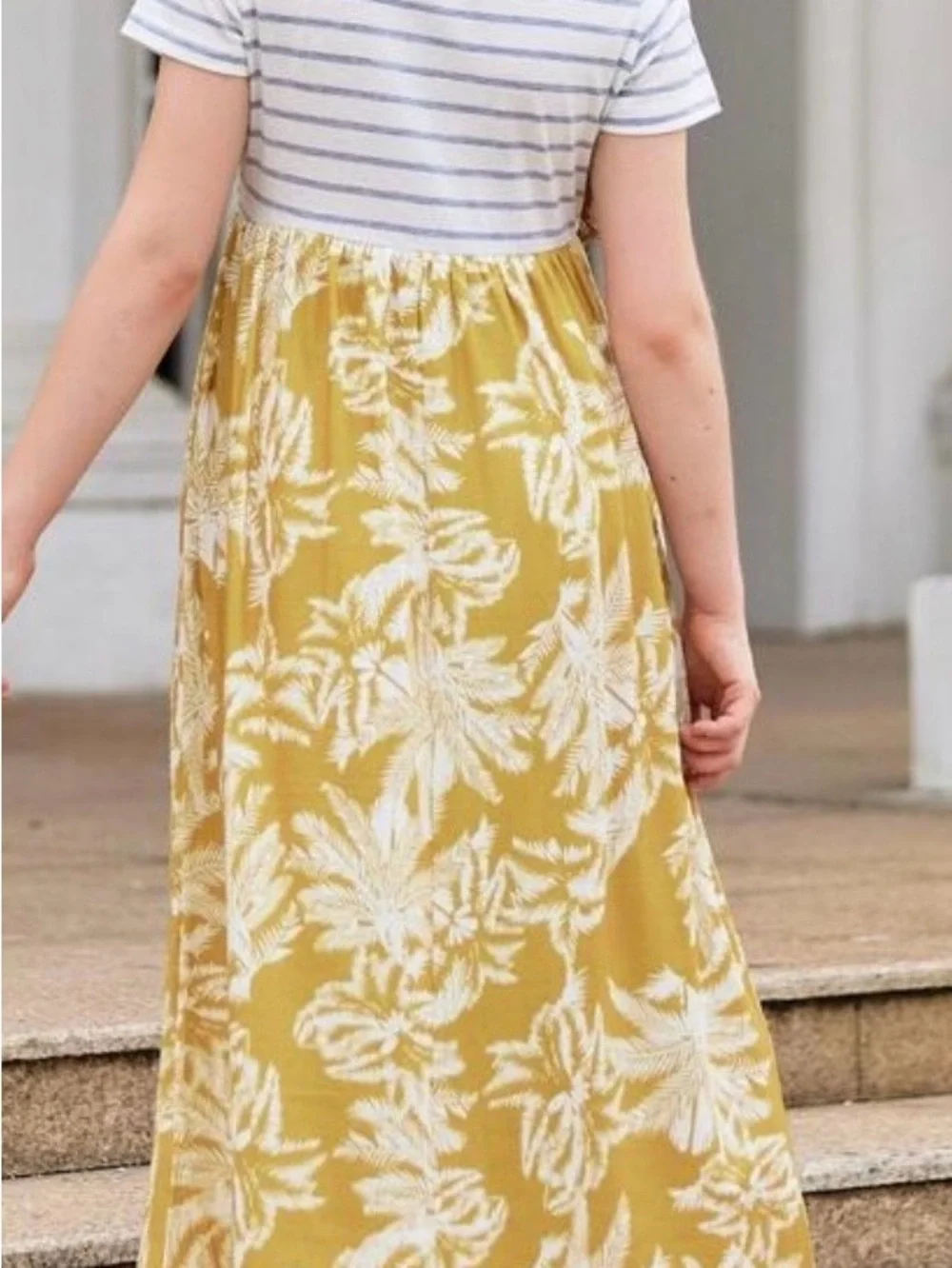 EUC Shein Girls Size 14 & Womens XS Tropical Print Maxi Dress Summer Beach Vacay
